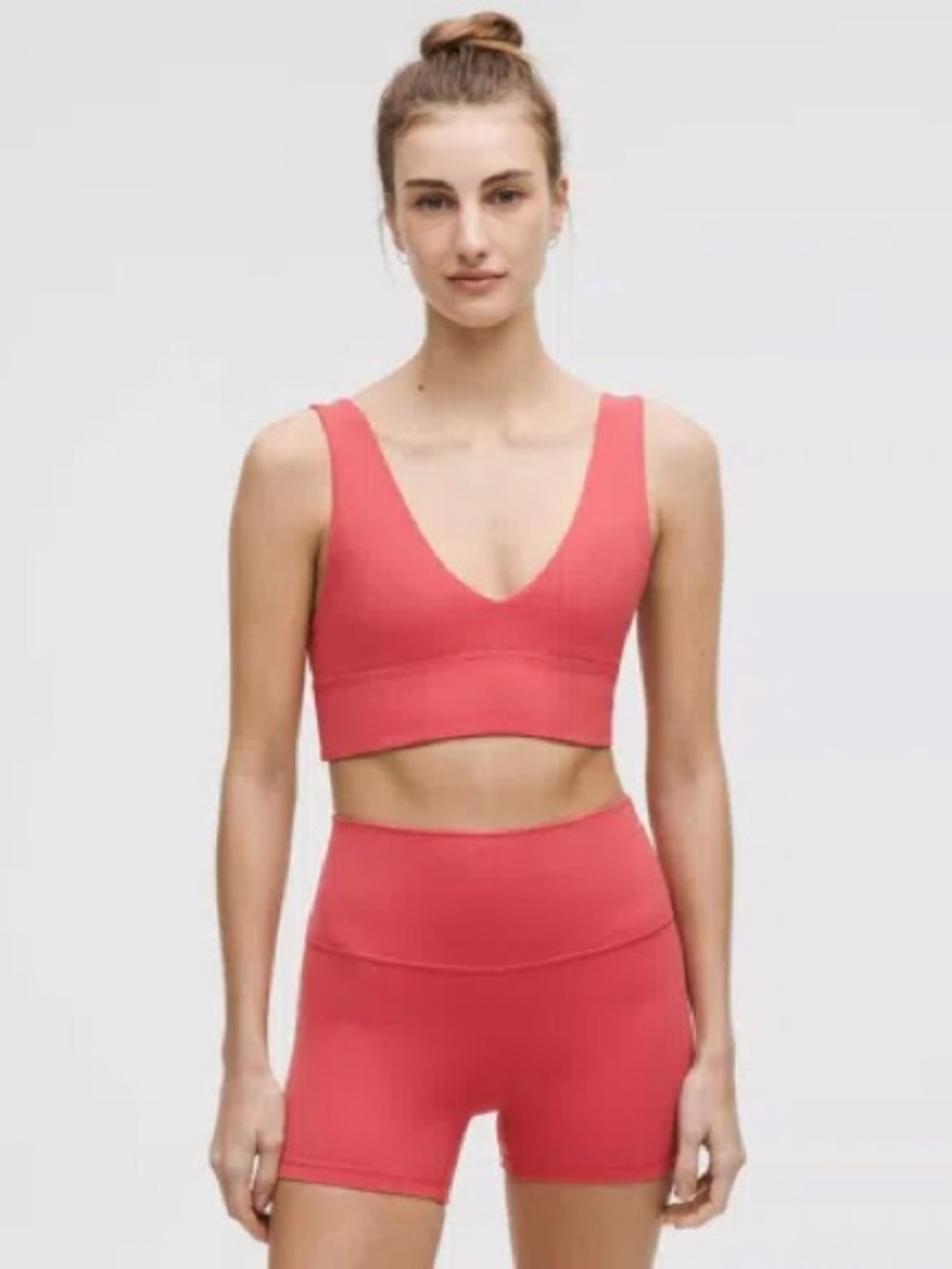 lululemon athletica Coral Pink Seamless V-Neck Crop Top